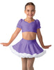 Solid Lycra Sweetheart Puff Sleeve Crop Top with Triangle Back and Ruffles