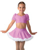Solid Lycra Sweetheart Puff Sleeve Crop Top with Triangle Back and Ruffles