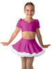 Solid Lycra Sweetheart Puff Sleeve Crop Top with Triangle Back and Ruffles