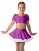 Solid Lycra Sweetheart Puff Sleeve Crop Top with Triangle Back and Ruffles