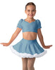 Solid Lycra Sweetheart Puff Sleeve Crop Top with Triangle Back and Ruffles