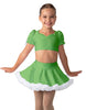 Solid Lycra Sweetheart Puff Sleeve Crop Top with Triangle Back and Ruffles