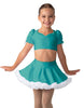 Solid Lycra Sweetheart Puff Sleeve Crop Top with Triangle Back and Ruffles