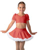 Solid Lycra Sweetheart Puff Sleeve Crop Top with Triangle Back and Ruffles