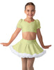Solid Lycra Sweetheart Puff Sleeve Crop Top with Triangle Back and Ruffles