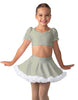 Solid Lycra Sweetheart Puff Sleeve Crop Top with Triangle Back and Ruffles