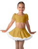 Solid Lycra Sweetheart Puff Sleeve Crop Top with Triangle Back and Ruffles