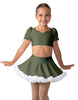 Solid Lycra Sweetheart Puff Sleeve Crop Top with Triangle Back and Ruffles