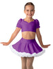 Solid Lycra Sweetheart Puff Sleeve Crop Top with Triangle Back and Ruffles