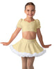 Solid Lycra Sweetheart Puff Sleeve Crop Top with Triangle Back and Ruffles