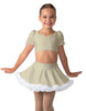 Solid Lycra Sweetheart Puff Sleeve Crop Top with Triangle Back and Ruffles