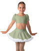 Solid Lycra Sweetheart Puff Sleeve Crop Top with Triangle Back and Ruffles