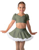 Solid Lycra Sweetheart Puff Sleeve Crop Top with Triangle Back and Ruffles