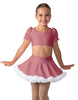 Solid Lycra Sweetheart Puff Sleeve Crop Top with Triangle Back and Ruffles