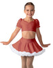 Solid Lycra Sweetheart Puff Sleeve Crop Top with Triangle Back and Ruffles