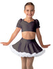 Solid Lycra Sweetheart Puff Sleeve Crop Top with Triangle Back and Ruffles