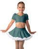 Solid Lycra Sweetheart Puff Sleeve Crop Top with Triangle Back and Ruffles