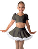 Solid Lycra Sweetheart Puff Sleeve Crop Top with Triangle Back and Ruffles