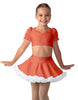 Solid Lycra Sweetheart Puff Sleeve Crop Top with Triangle Back and Ruffles