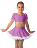 Solid Lycra Sweetheart Puff Sleeve Crop Top with Triangle Back and Ruffles