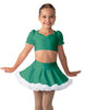 Solid Lycra Sweetheart Puff Sleeve Crop Top with Triangle Back and Ruffles