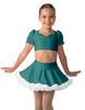 Solid Lycra Sweetheart Puff Sleeve Crop Top with Triangle Back and Ruffles