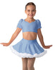 Solid Lycra Sweetheart Puff Sleeve Crop Top with Triangle Back and Ruffles