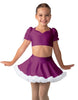 Solid Lycra Sweetheart Puff Sleeve Crop Top with Triangle Back and Ruffles
