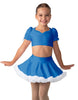 Solid Lycra Sweetheart Puff Sleeve Crop Top with Triangle Back and Ruffles