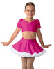 Solid Lycra Sweetheart Puff Sleeve Crop Top with Triangle Back and Ruffles