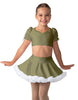 Solid Lycra Sweetheart Puff Sleeve Crop Top with Triangle Back and Ruffles