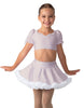 Solid Lycra Sweetheart Puff Sleeve Crop Top with Triangle Back and Ruffles