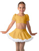 Solid Lycra Sweetheart Puff Sleeve Crop Top with Triangle Back and Ruffles