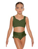 Solid Lycra Sweetheart Crop Top with Strap