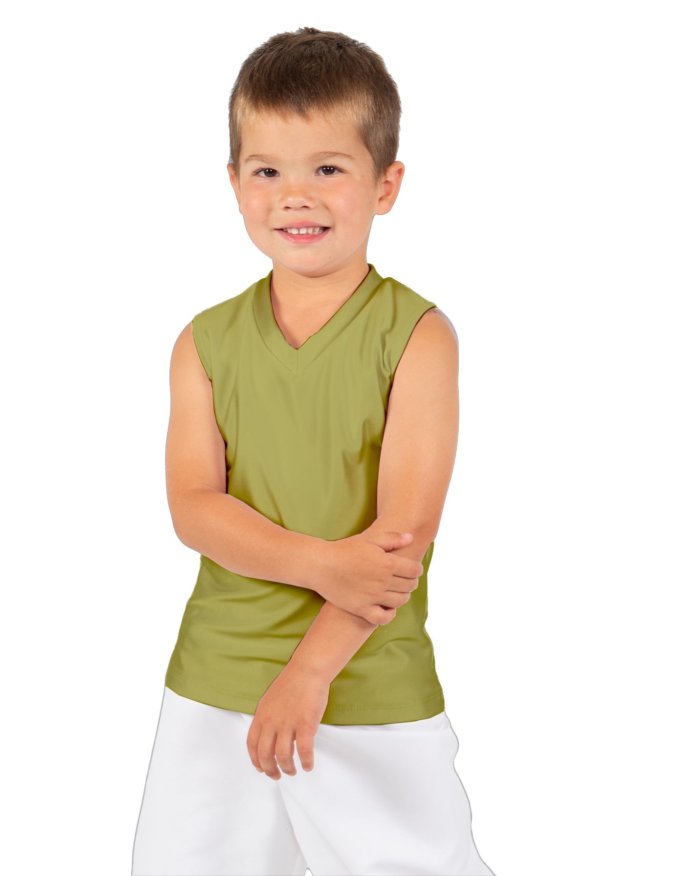 Solid Lycra Sleeveless Vneck Boys Tank