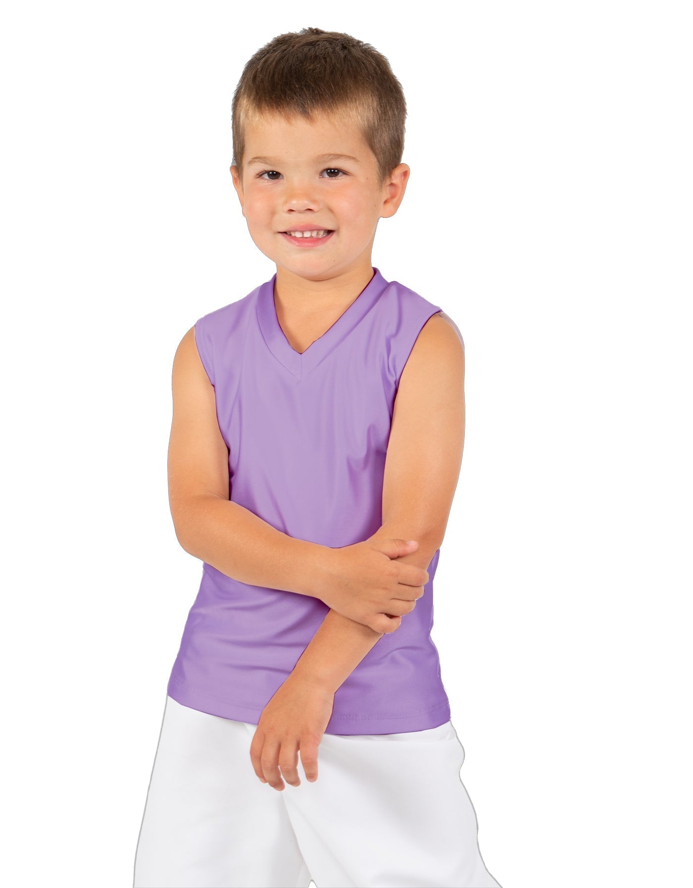 Solid Lycra Sleeveless Vneck Boys Tank