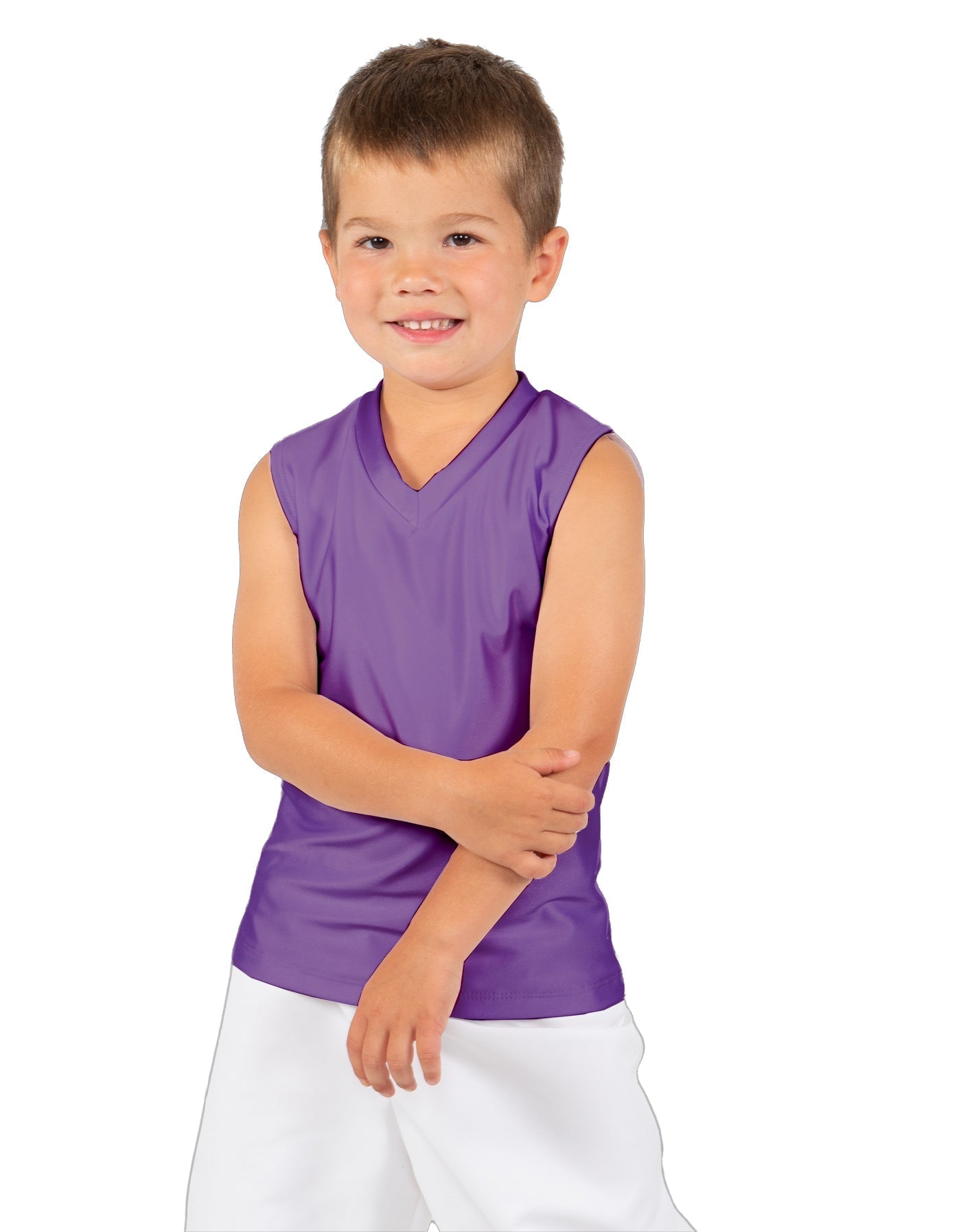Solid Lycra Sleeveless Vneck Boys Tank