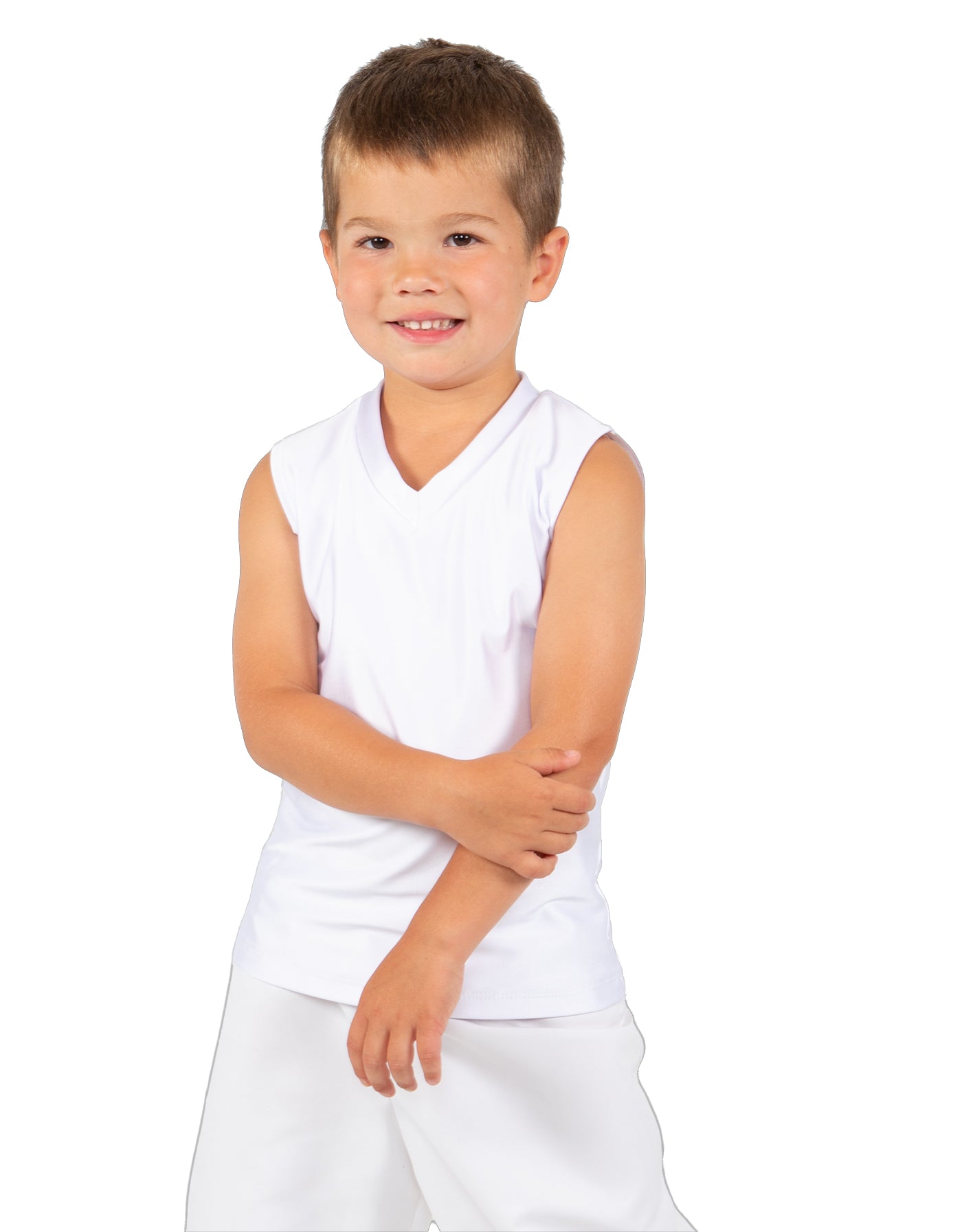 Solid Lycra Sleeveless Vneck Boys Tank