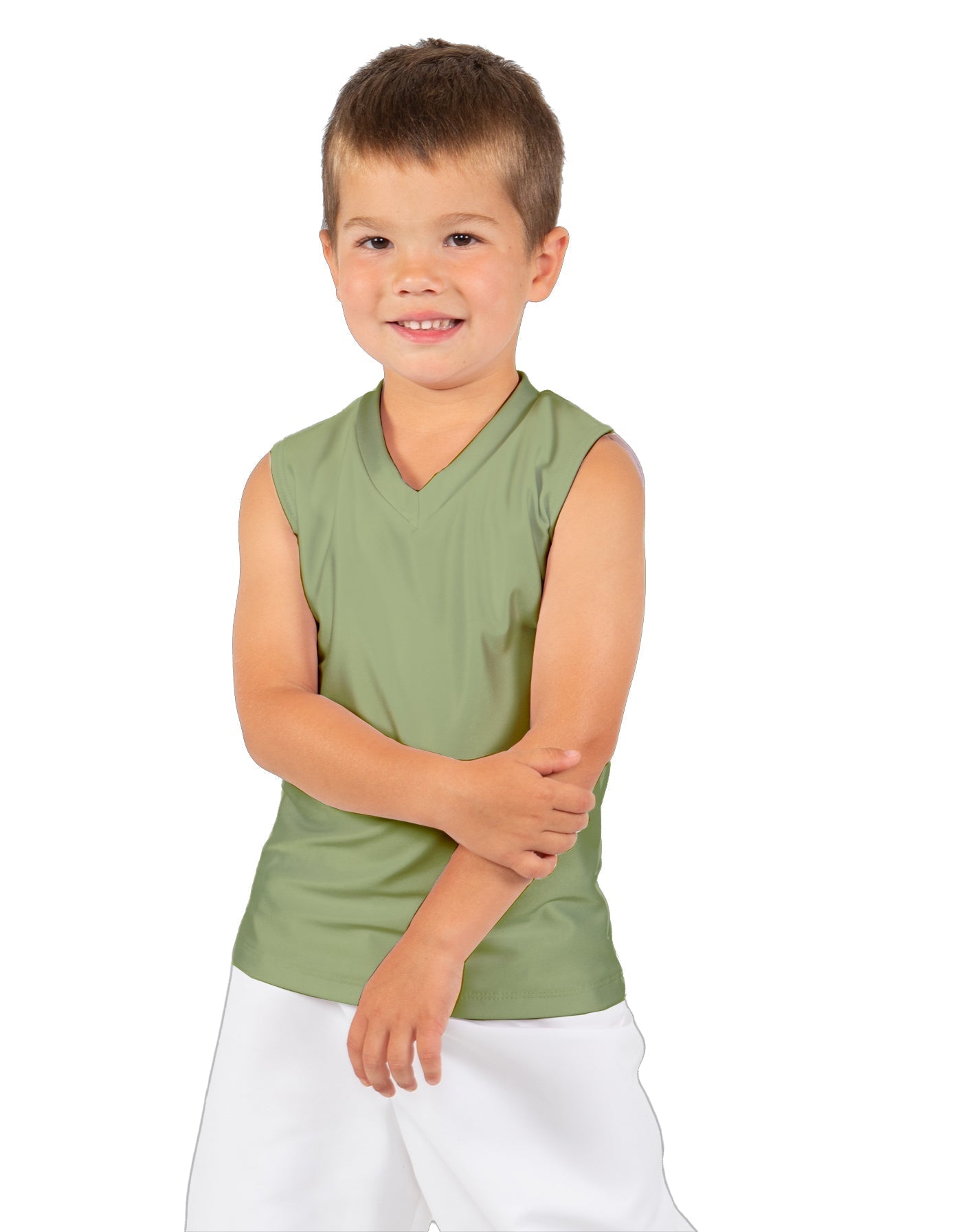Solid Lycra Sleeveless Vneck Boys Tank