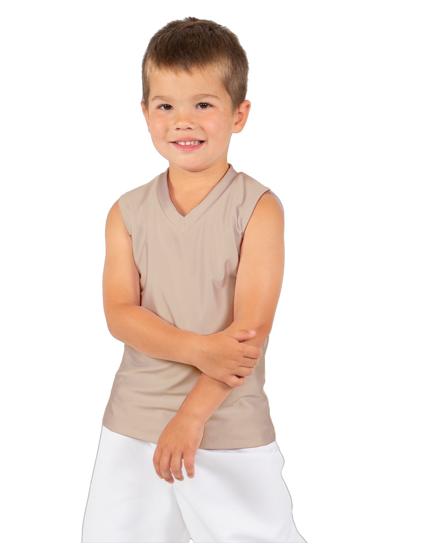 Solid Lycra Sleeveless Vneck Boys Tank