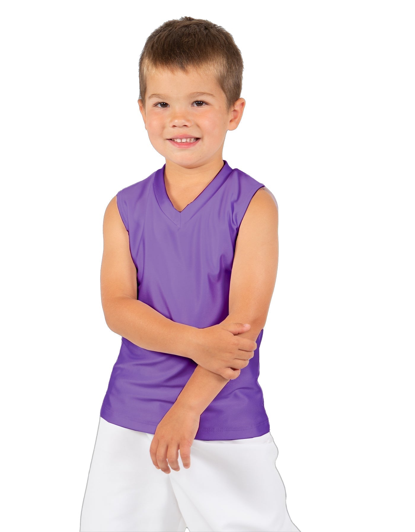 Solid Lycra Sleeveless Vneck Boys Tank
