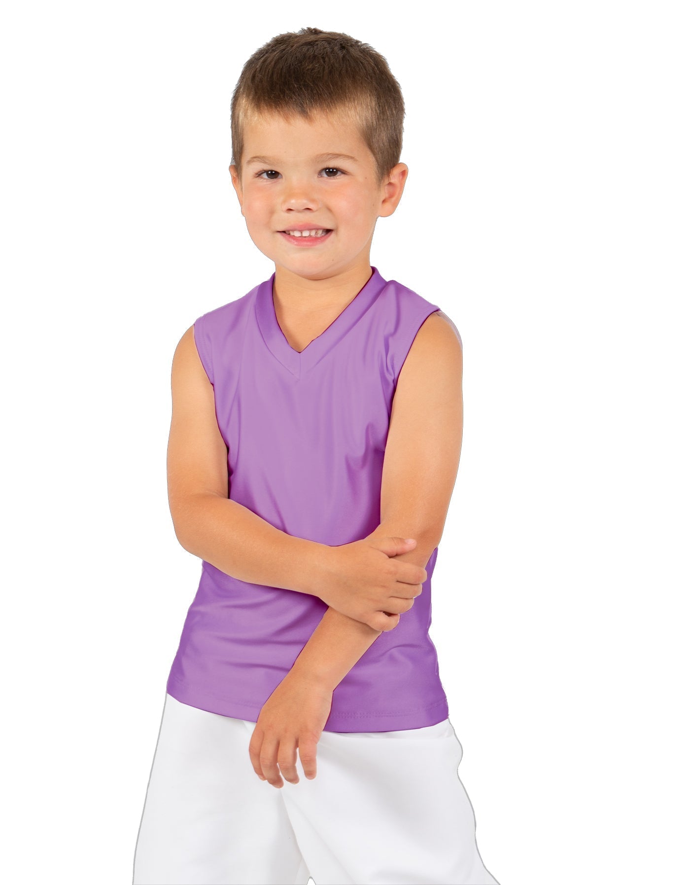 Solid Lycra Sleeveless Vneck Boys Tank