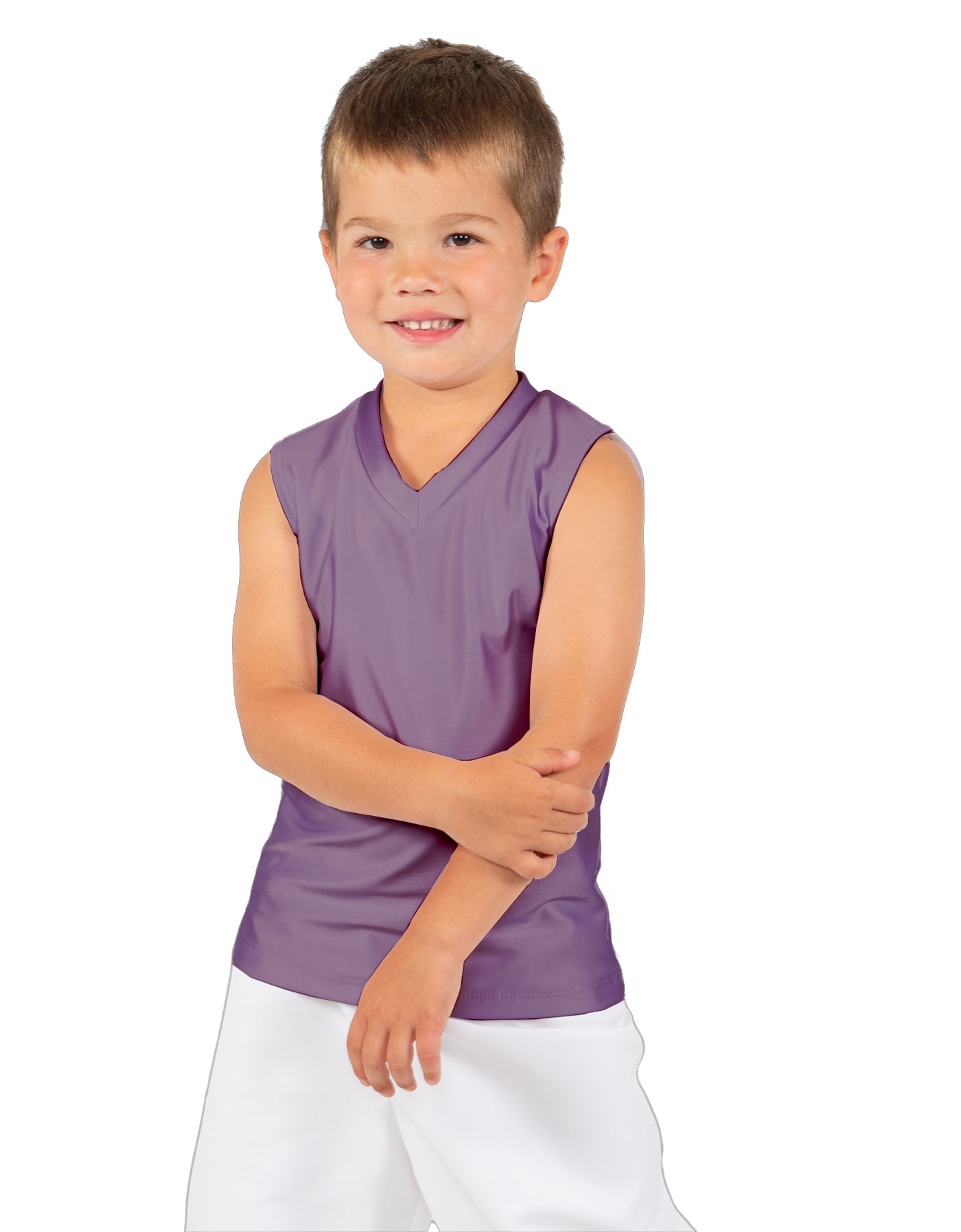 Solid Lycra Sleeveless Vneck Boys Tank