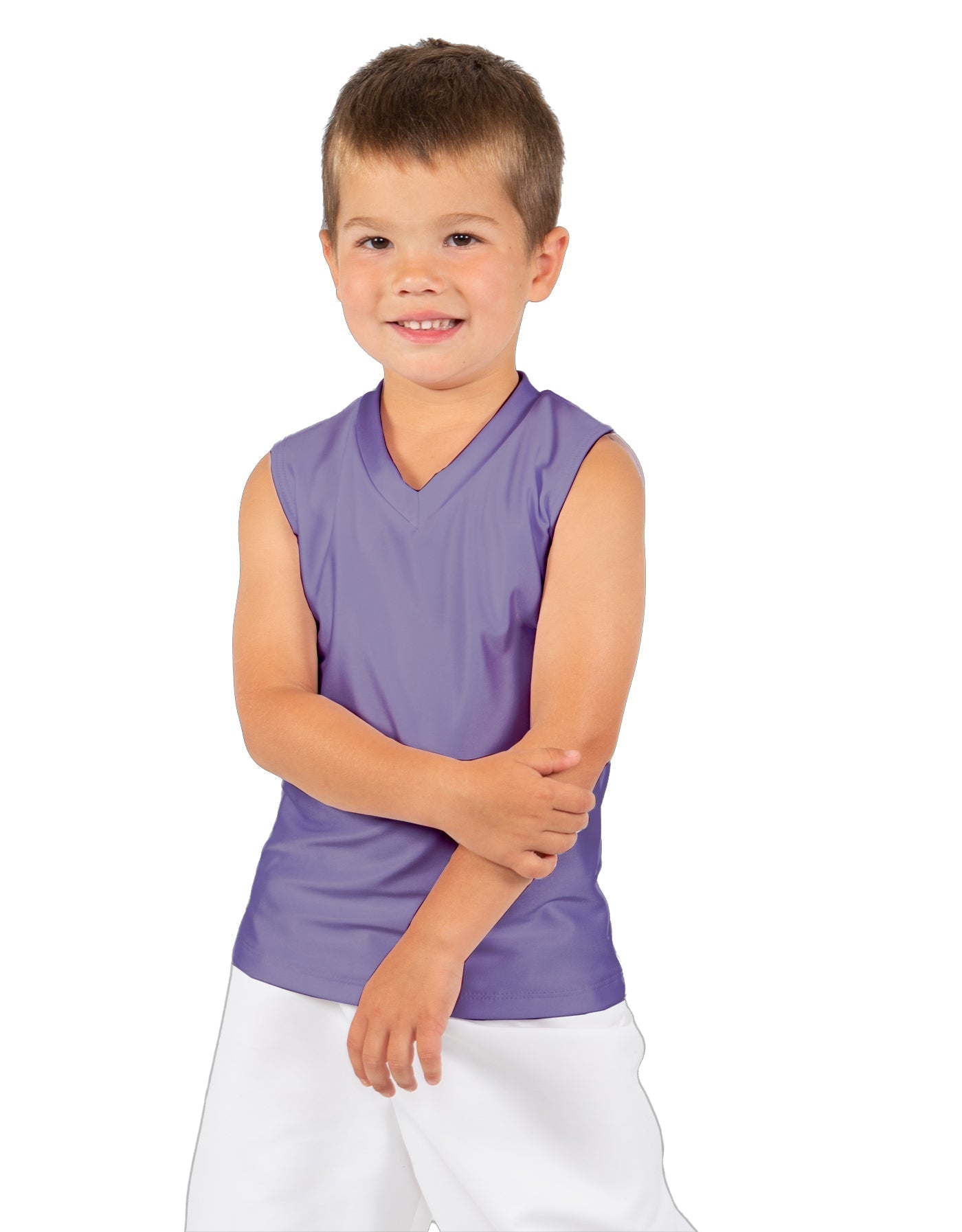 Solid Lycra Sleeveless Vneck Boys Tank