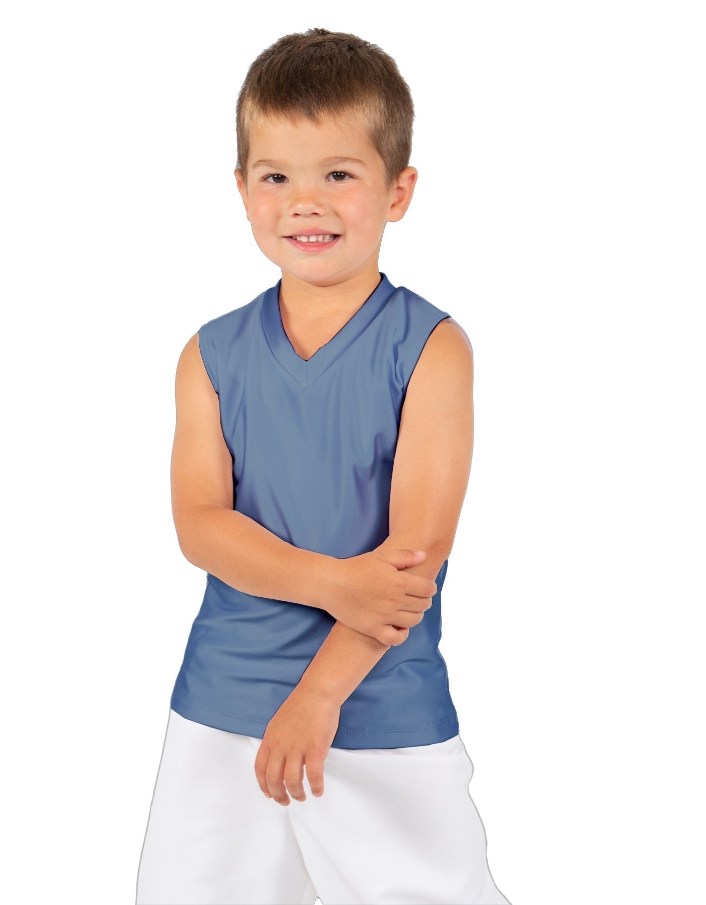 Solid Lycra Sleeveless Vneck Boys Tank