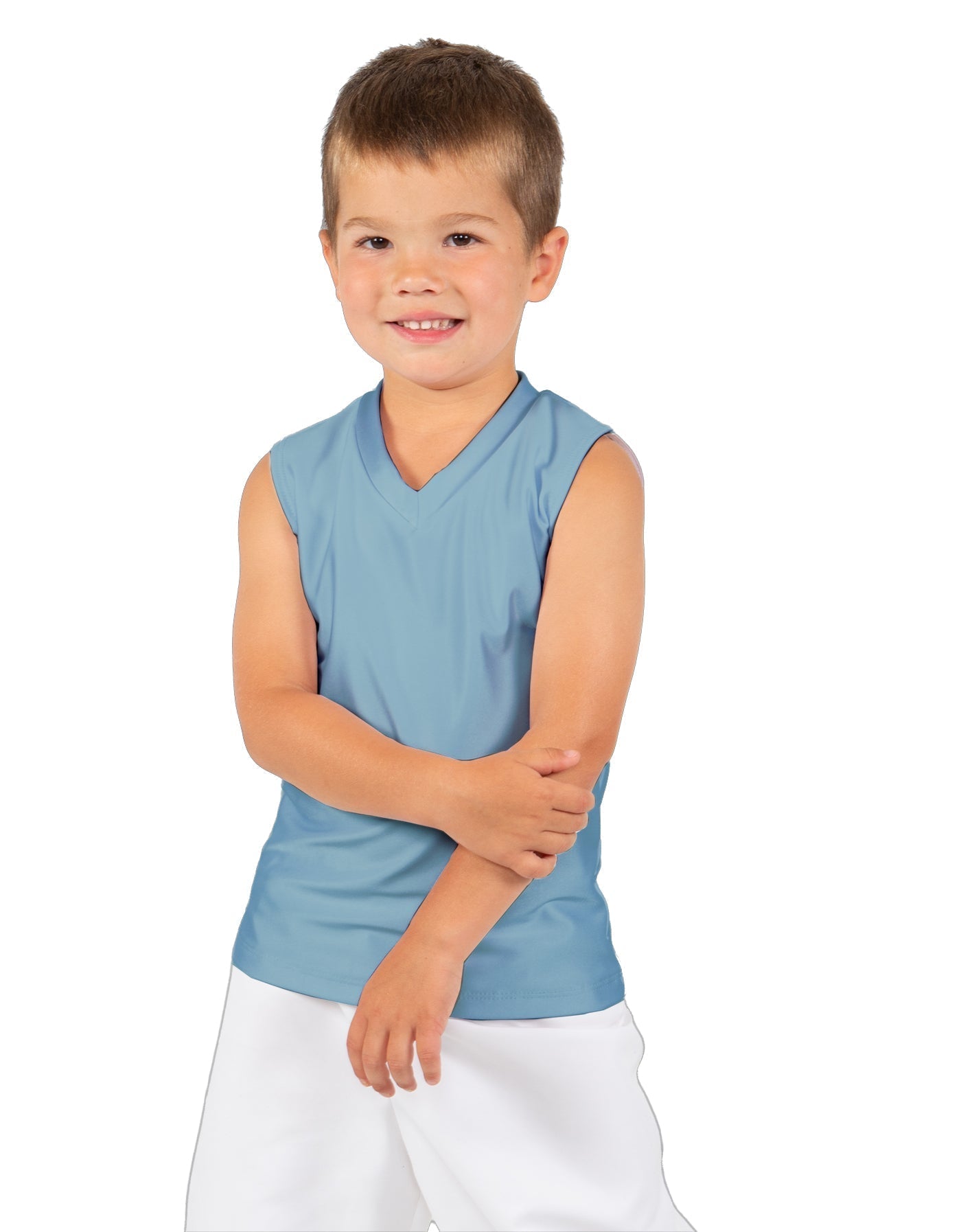 Solid Lycra Sleeveless Vneck Boys Tank