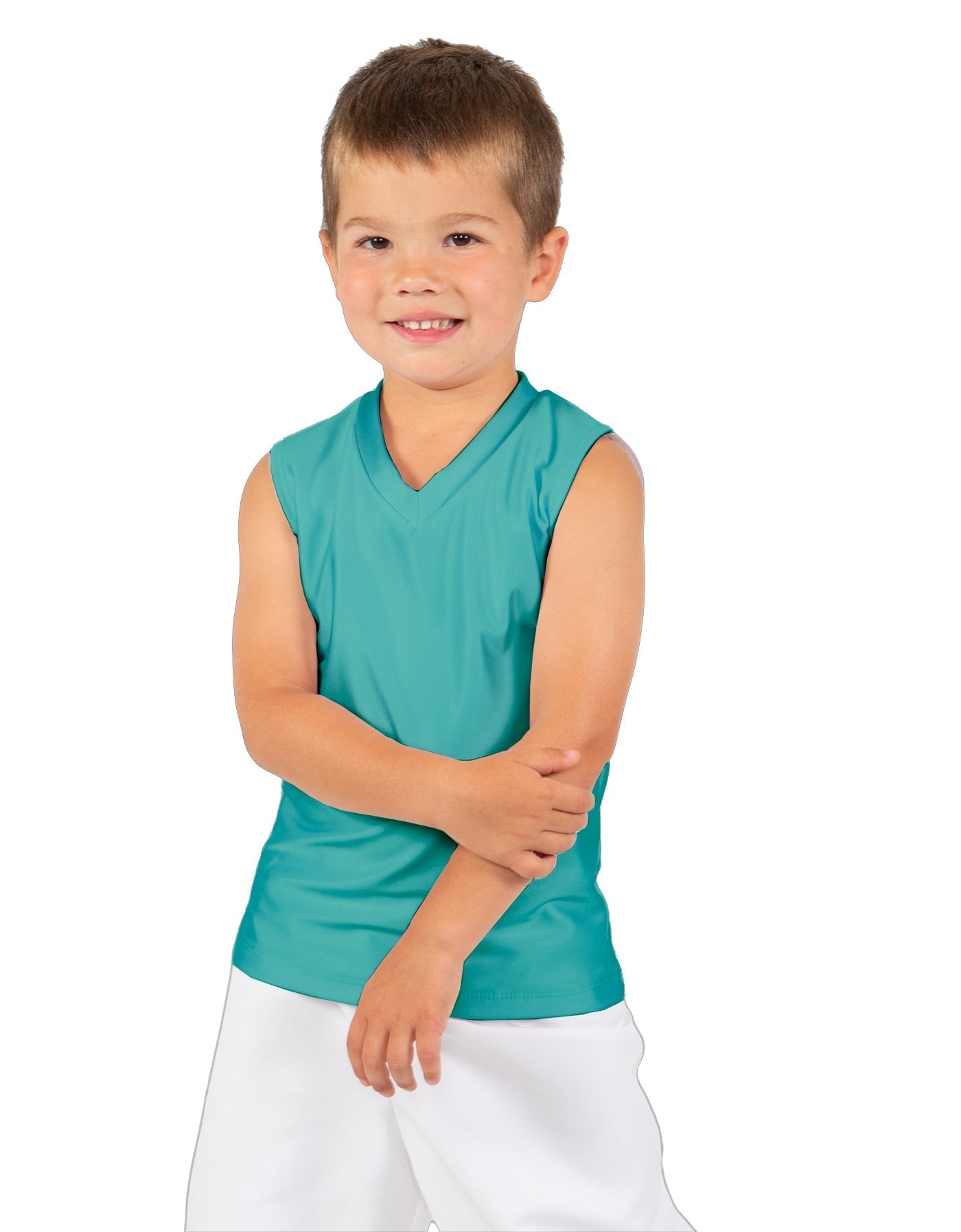 Solid Lycra Sleeveless Vneck Boys Tank