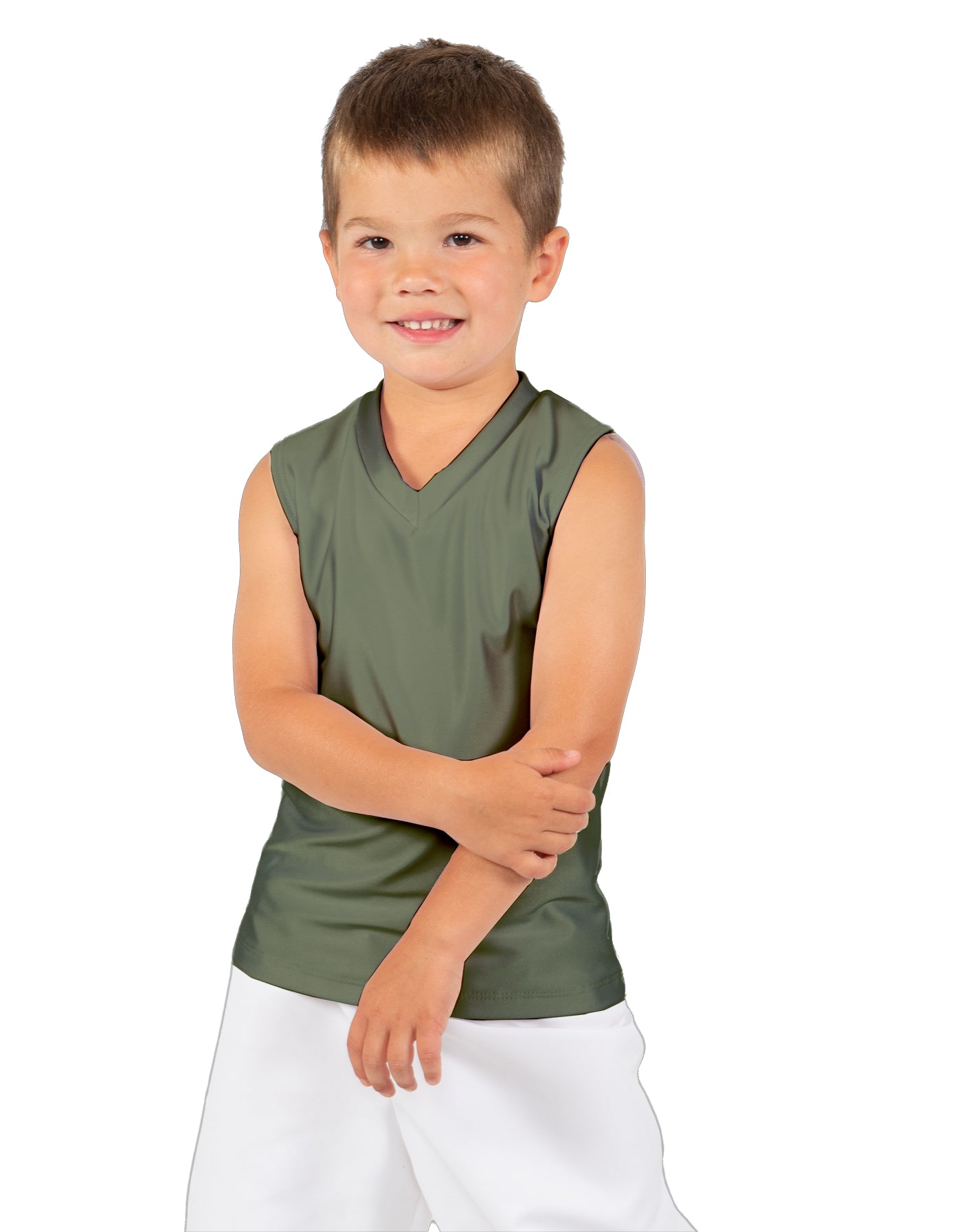 Solid Lycra Sleeveless Vneck Boys Tank