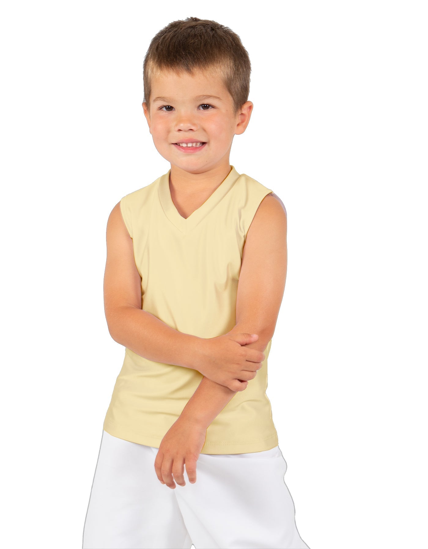 Solid Lycra Sleeveless Vneck Boys Tank