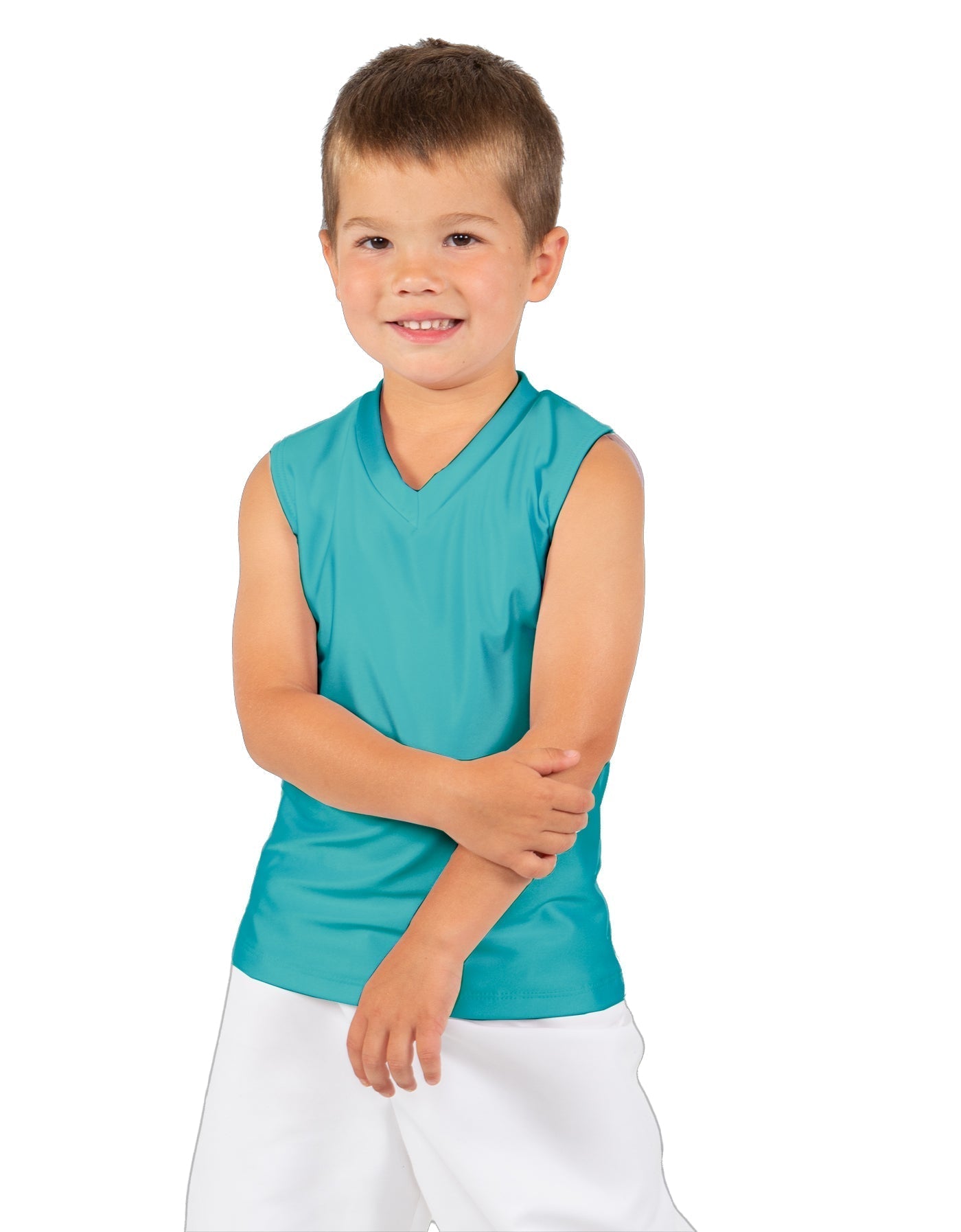 Solid Lycra Sleeveless Vneck Boys Tank